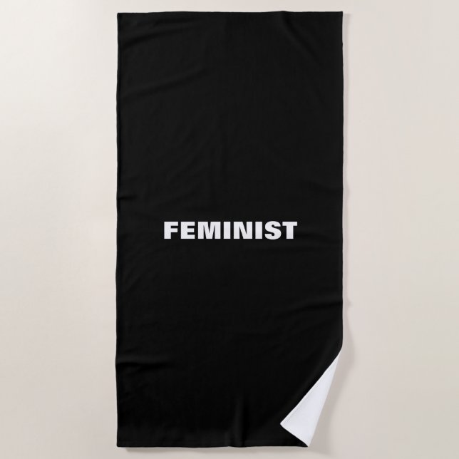 Serviette De Plage Lettres blanches noires "féministes" (Devant)