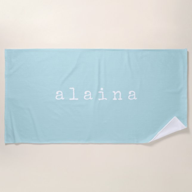 Serviette De Plage Lettres de machine à écrire monogrammées bleu aqua (Devant)