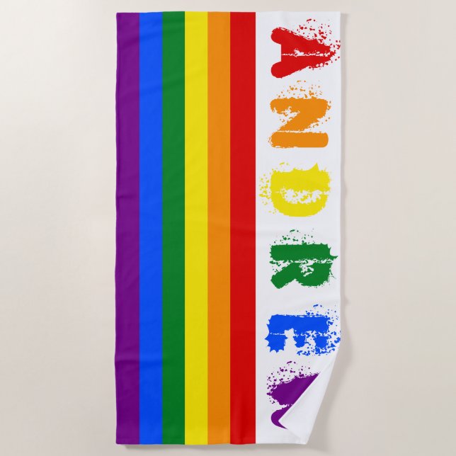 Serviette De Plage Lettres faites sur commande du nom 6 d'arc-en-ciel (Devant)