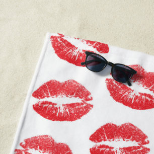 Serviette De Plage Lèvres Rouges, Motif De Lèvres, Rouge Lèvres, Bais