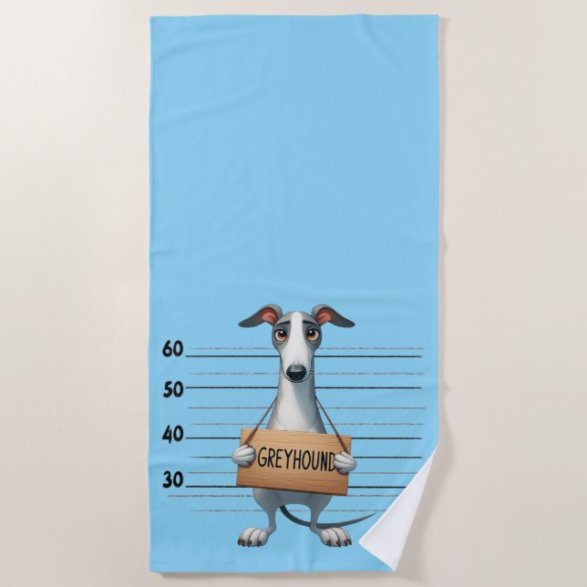Serviette De Plage Lévrier malicieux (Devant)