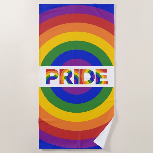 Serviette De Plage LGBT Pride Bold Geometry Rainbow Bullseye (Devant)