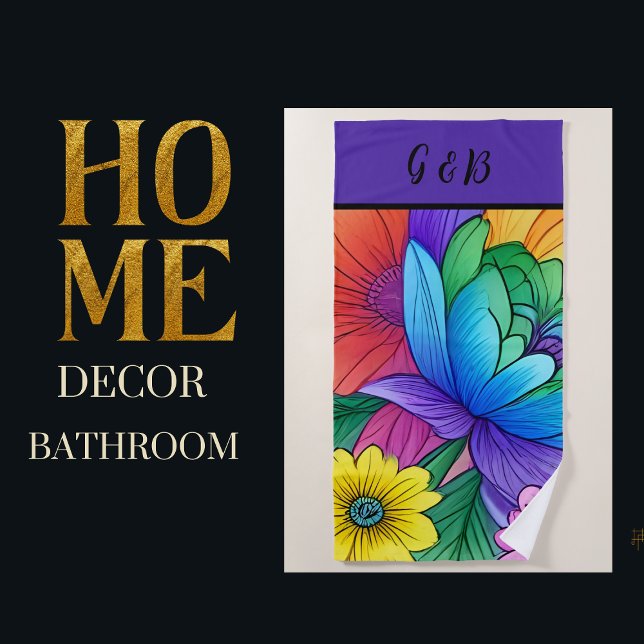 Serviette De Plage lgbtq arc-en-ciel floral (Créateur téléchargé)