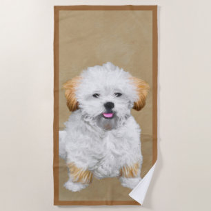 Serviette De Plage Lhasa Apso Puppy Peinture - Cute Original Chien Ar
