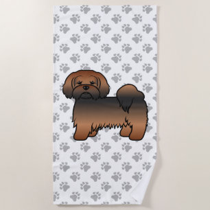 Serviette De Plage Lhasa Apso Sable Rouge Chien de Dessin Animé Migno