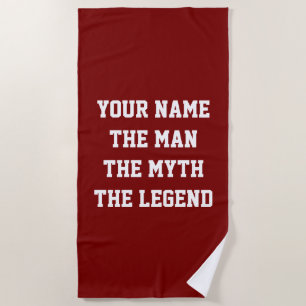 Serviette De Plage L'homme le mythe la légende personnalisé rouge fon