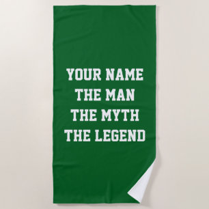 Serviette De Plage L'homme le mythe la légende personnalisé vert fonc