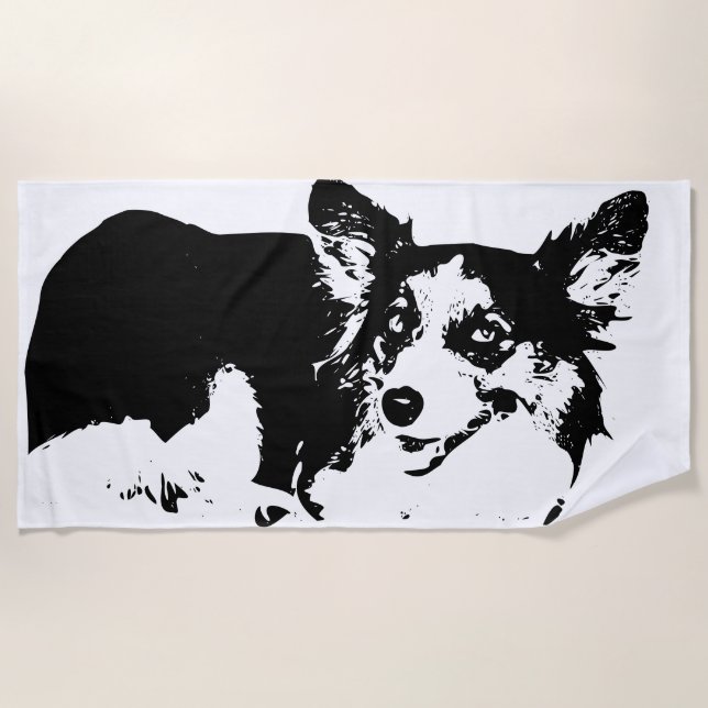 Serviette De Plage L'humeur du Corgi du jour du soleil (Devant)