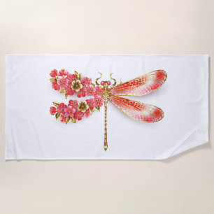 Serviette De Plage libellule de fleurs avec sakura de bijoux