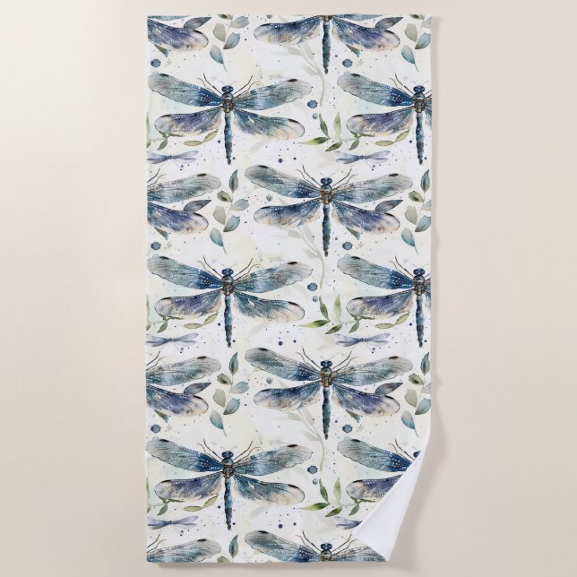 Serviette De Plage Libellules bleues (Devant)