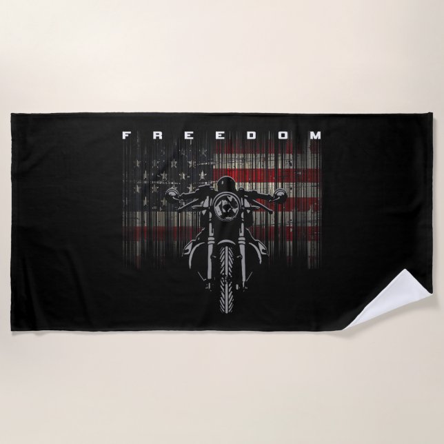 Serviette De Plage Liberté de la moto drapeau américain (Devant)