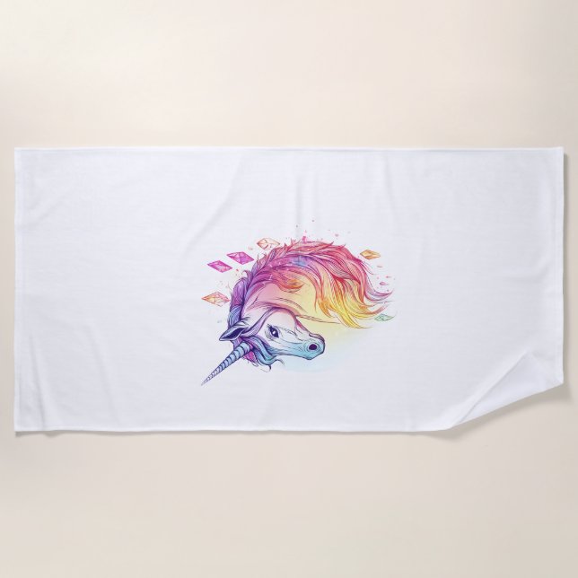 Serviette De Plage Licorne à Aura de Cristal (1) (Devant)