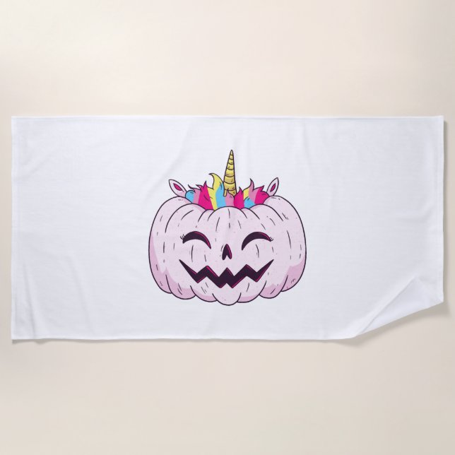 Serviette De Plage licorne d'Halloween (Devant)