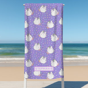 Serviette De Plage Licorne dodue motif étoiles arc-en-ciel Personnali