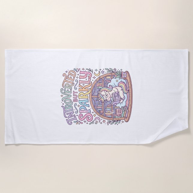 Serviette De Plage Licorne Introvertie mais Originale Blanche Étincel (Devant)