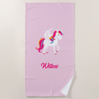 Serviette De Plage Licorne Magique Nom ou Texte Personnalisé