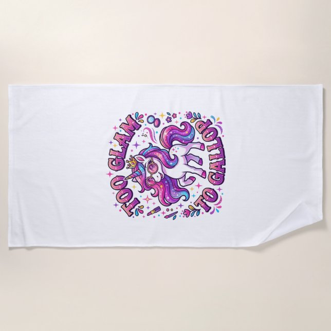 Serviette De Plage Licorne Trop Glamour pour Galoper Impression sur D (Devant)