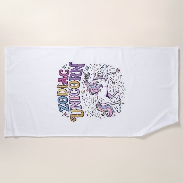 Serviette De Plage Licorne Zodiaque Licorne Marché de Vecteurs Premiu (Devant)