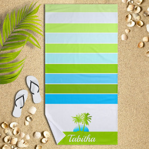 Serviette De Plage Life at The Beach Cool Aqua Lime Personalized