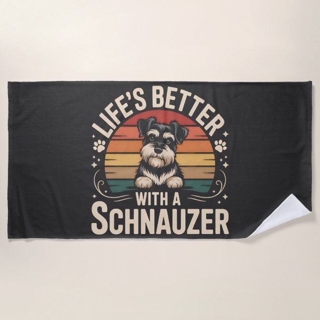 Serviette De Plage Life's Better With A Schnauzer (Devant)