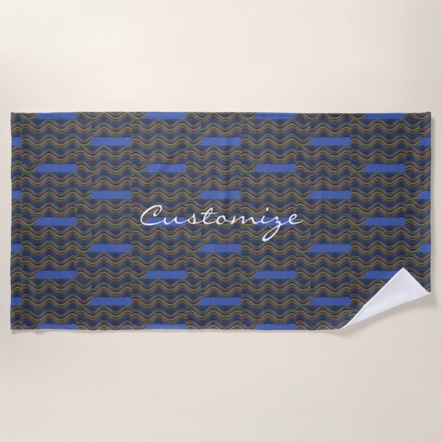 Serviette De Plage Ligne Abstraite cool de Wavy art Thunder_Cove (Devant)