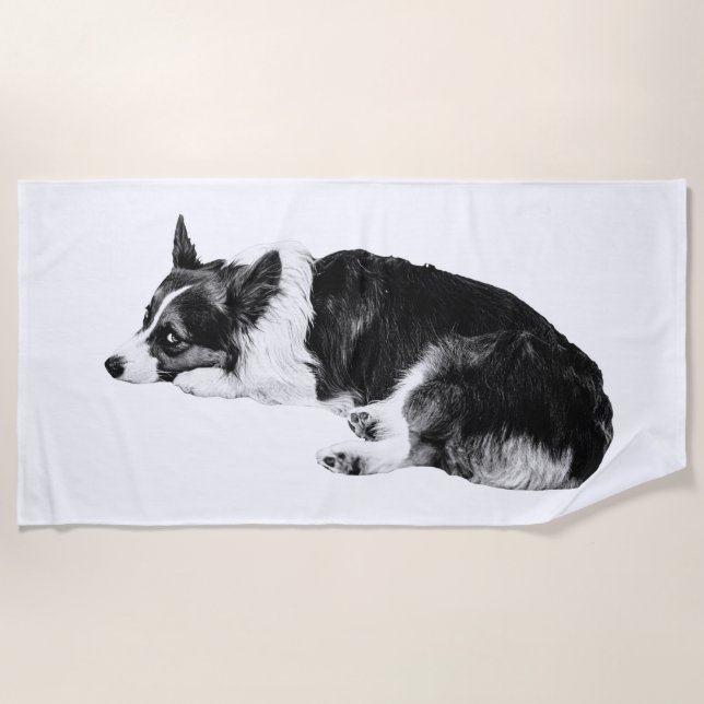 Serviette De Plage Ligne apaisée Corgi (Devant)