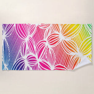Serviette De Plage Lignes arc-en-ciel courbes