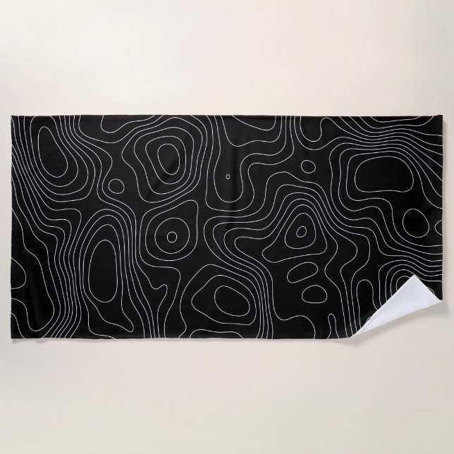 Serviette De Plage Lignes de contours topographiques minimalistes (Devant)