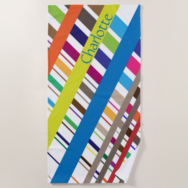 Serviette De Plage Lignes diagonales multicolores (Devant)