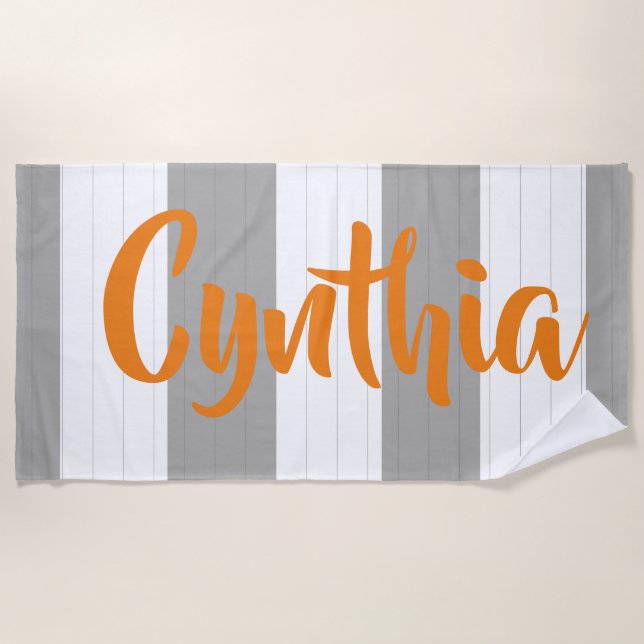 Serviette De Plage Lignes Tirages Votre Nom Propre Plage Serviette (Devant)