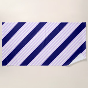 Serviette De Plage Lilac et rayures blanches motif avec bleu marine