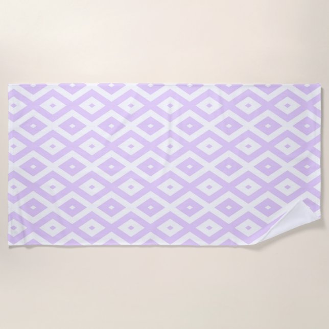 Serviette De Plage Lilac motif de diamants violet et blanc (Devant)