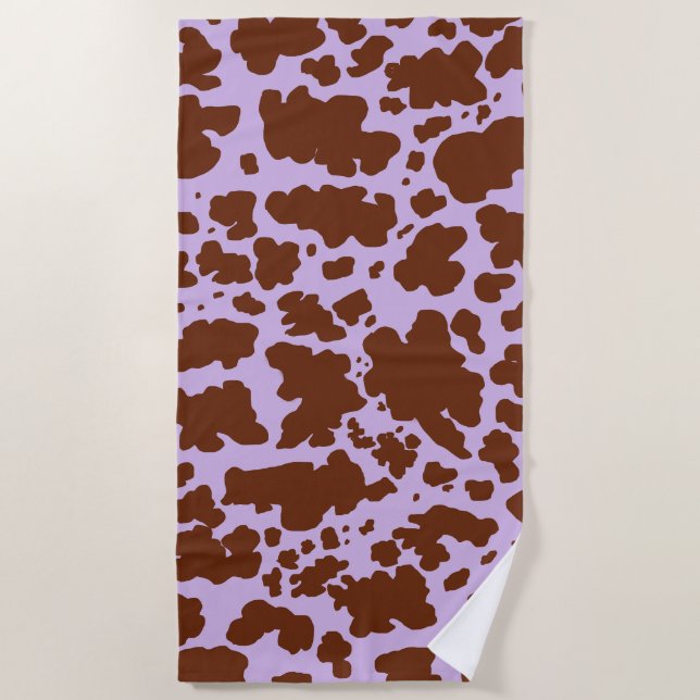 Serviette De Plage Lilac Purple moderne et peau Brown de vache Imprim (Devant)