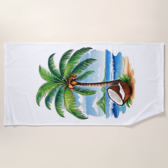 Serviette De Plage L'île tropicale des Cocotiers (Devant)