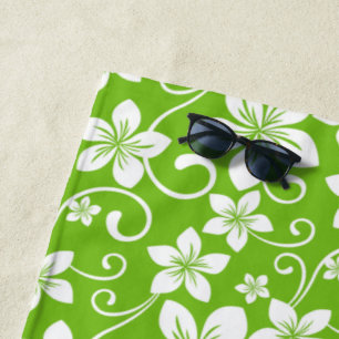 SERVIETTE DE PLAGE LIME HULA HAWAÏENNE (HIBISCUS)
