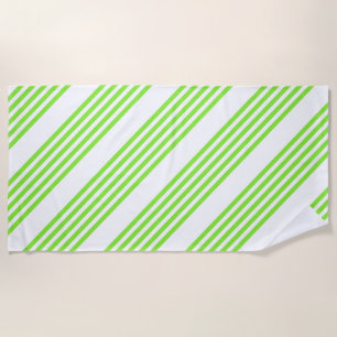 Serviette De Plage Lime vert et blanc cinq bandes motif