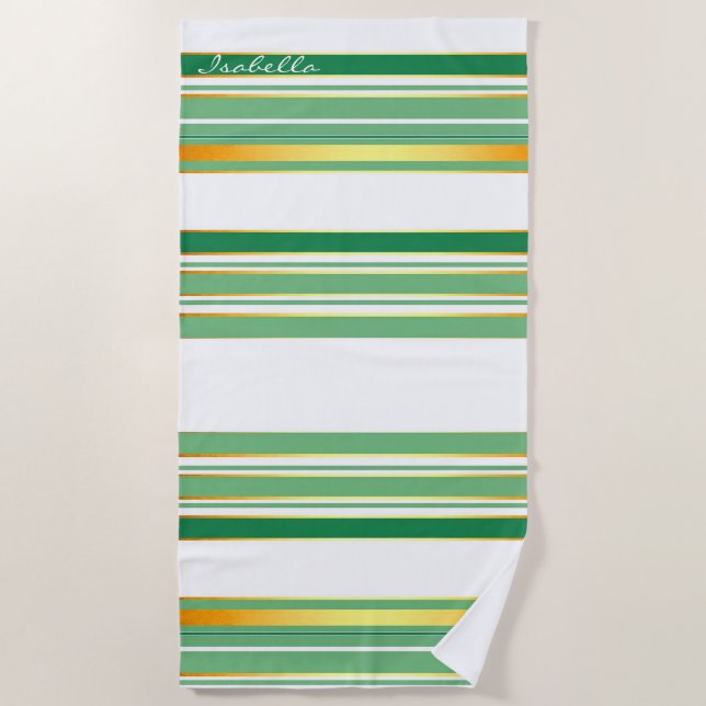 Serviette De Plage Linge Luxe Populaire Green Gold Texture Collection (Devant)