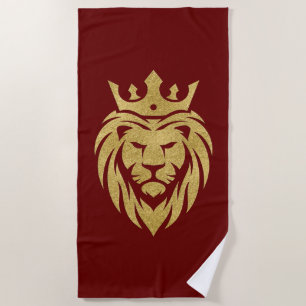 Serviette De Plage Lion Avec Couronne - Style Or 3