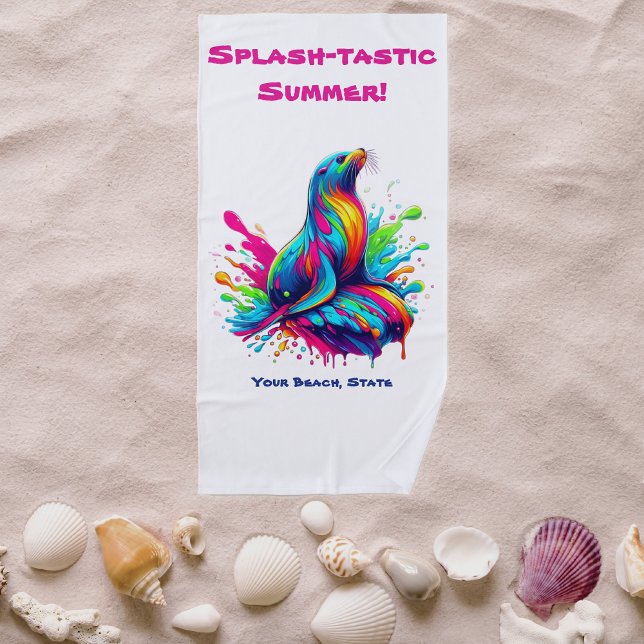 Serviette De Plage Lion de mer coloré (Colorful Sea Lion-Fisherman Core-Dopamine Dressing-Beach Towel-Summer Towel)