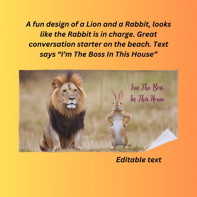 Serviette De Plage Lion et lapin (Créateur téléchargé)