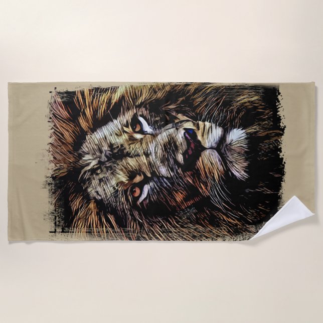 Serviette De Plage Lion graffiti Beach Towel (Devant)