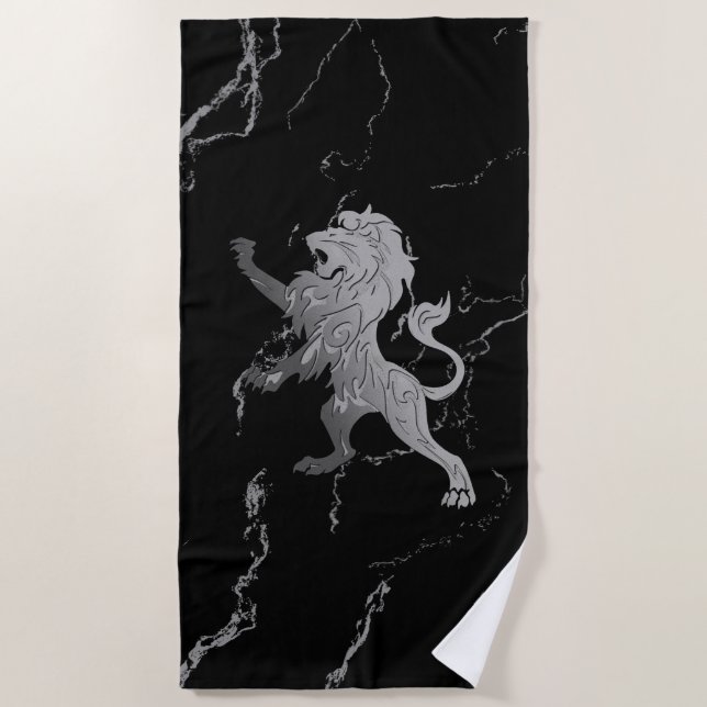 Serviette De Plage Lion royal d'argent (Devant)