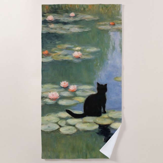 Serviette De Plage Lits d'eau Monet Claw Pond de chat (Devant)