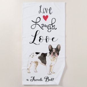 Serviette De Plage Live Laugh Love a French Bulldog