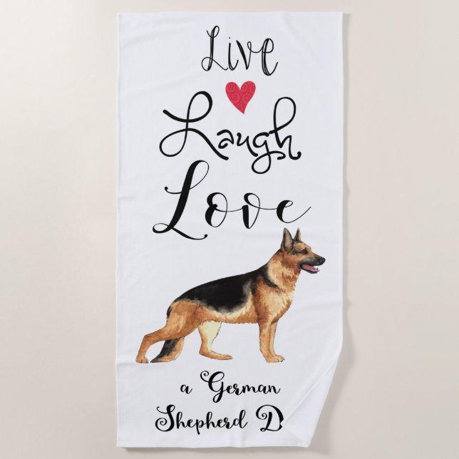 Serviette De Plage Live Laugh Love a German Shepherd (Devant)