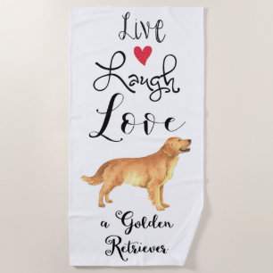 Serviette De Plage Live Laugh Love a Golden Retriever Beach Towel