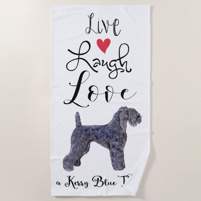 Serviette De Plage Live Laugh Love a Kerry Blue Terrier (Devant)