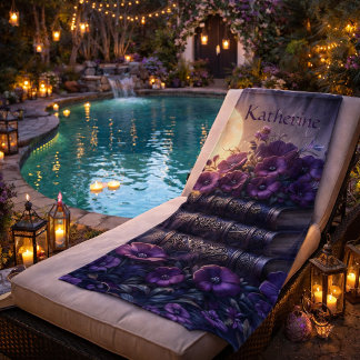 Serviette De Plage Livre Gothique Fleur Violet