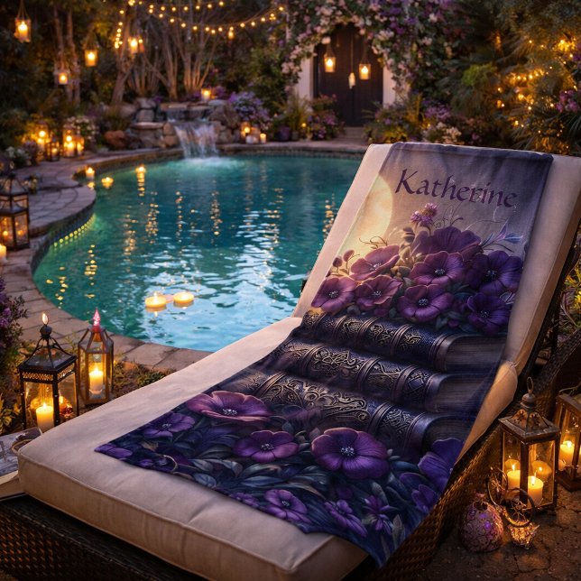 Serviette De Plage Livre Gothique Fleur Violet (Créateur téléchargé)