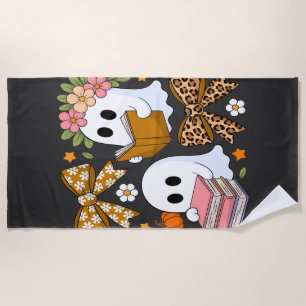 Serviette De Plage Livres fantômes Halloween Floral Automne Halloween